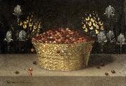 LEDESMA, Blas de Basket of Cherries and Flowers Sweden oil painting reproduction